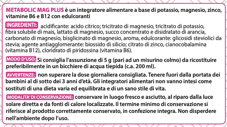 Ingredienti Metabolic Mag Plus