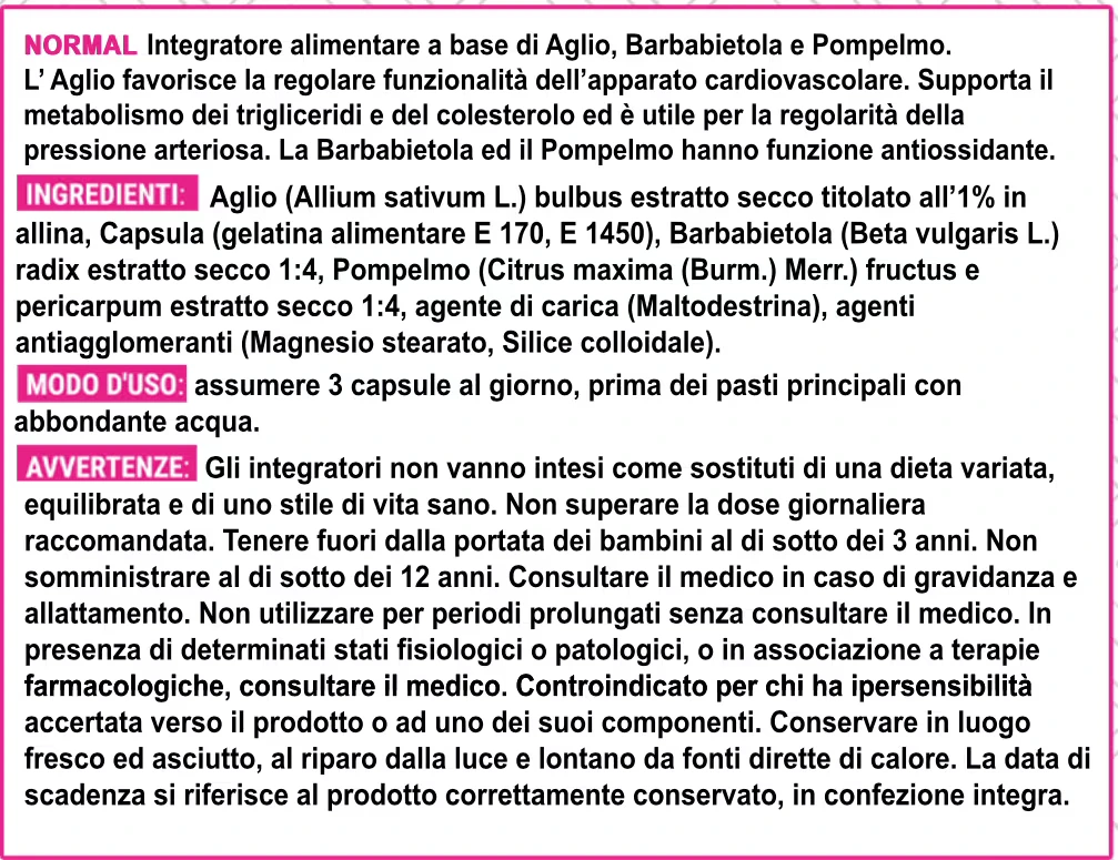 Ingredienti Normal Model Supps