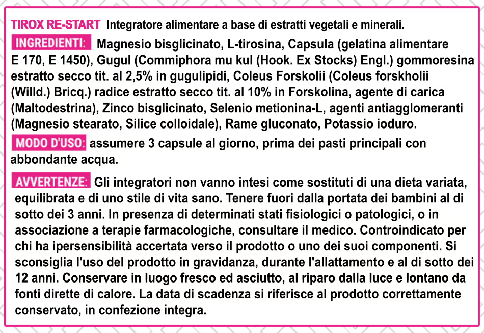 Ingredienti Tirox Re-start