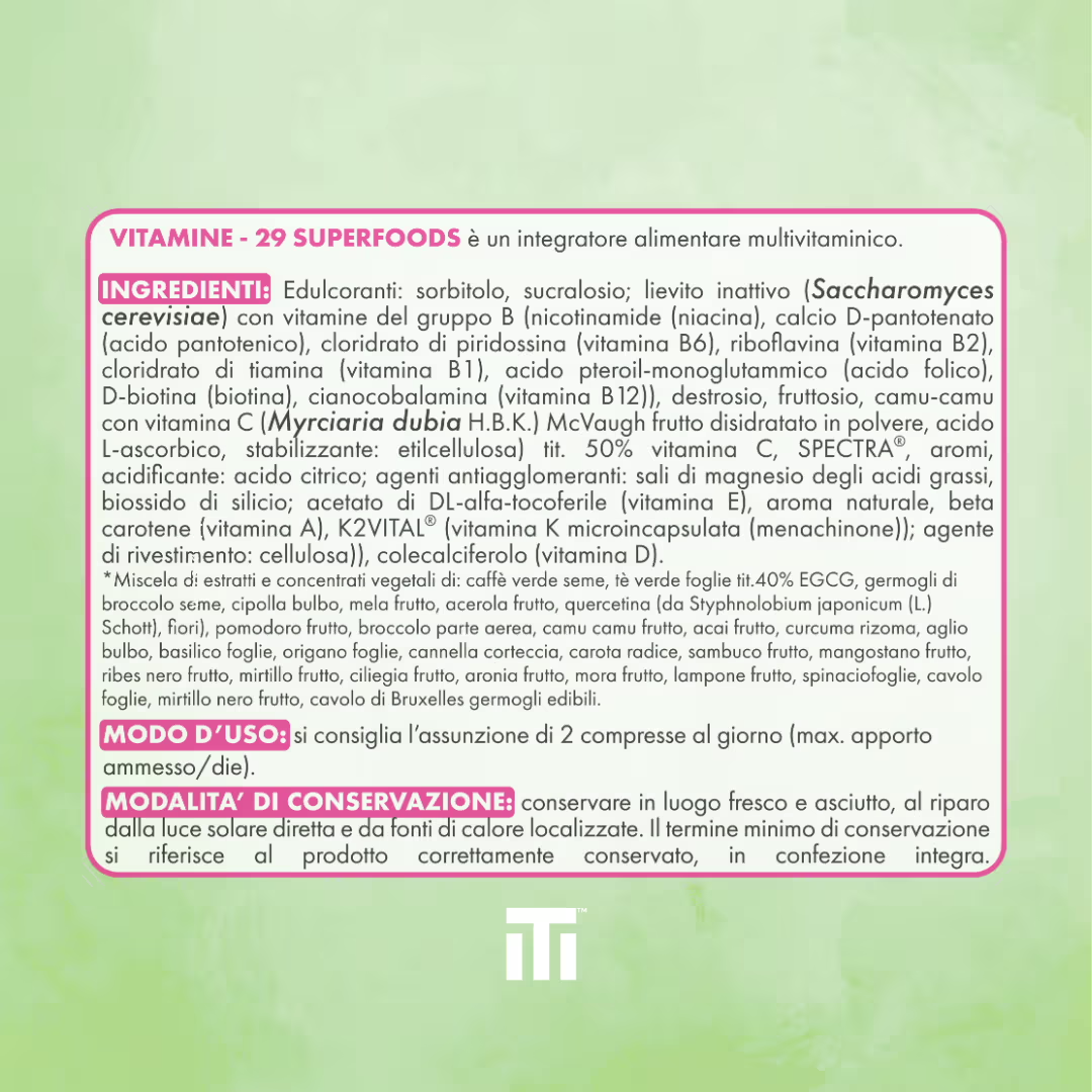 Ingredienti Vitamine 29 Superfood